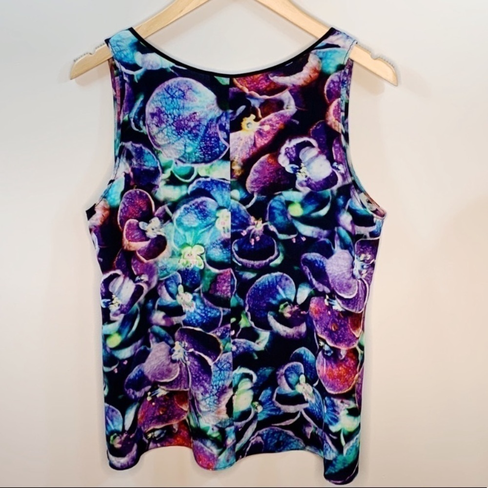 Sandro Bright Orchid Floral Print Silk Shell - Picture 3 of 7